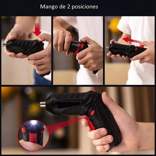 Destornillador Eléctrico Recargable Con Juego Herramientas Negro 50