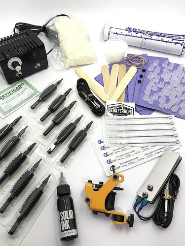 Kit Para Tatuar Tattoo Tinta Solid Ink Usa Fte.y Maquina Nac