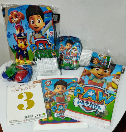 Kit Decoración Infantil Paw Patrol, Para 12 Personas.