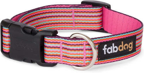 Collar Para Perro Fab Dog Pink Mini Stripe Nylon 5/8 Pulgada