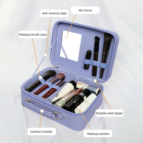 Storage Bag Case Cosmetic Train Makeup Mirror With Portable