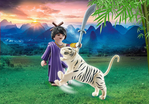 Playmobil 70382 Luchadora Asiática Con Tigre Blanco 6 Piezas