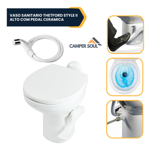 Vaso Sanitario Thetford Style Ii Alto Com Pedal Ceramica