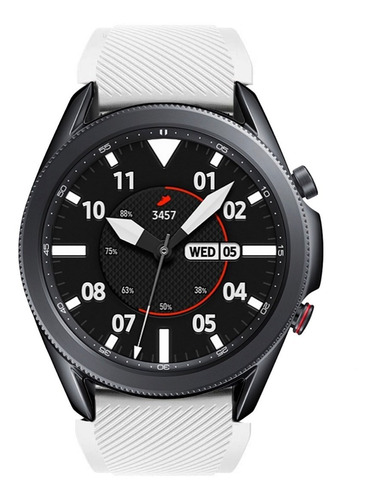 Correa Deportiva Premium + Mica Para Galaxy Watch 3 45 Mm Blanco