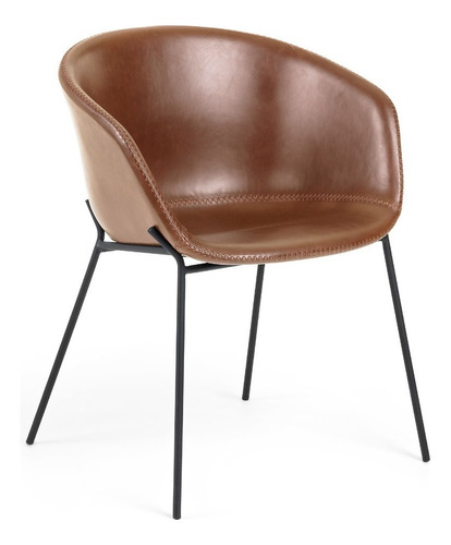 Silla De Diseño Piel Sintetica Zadine By Promobel Color de la estructura de la silla Negro Color del asiento Marrón claro