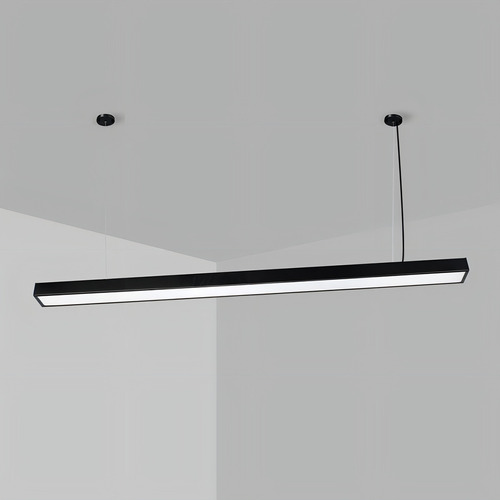 Luminária Pendente Retangular Perfil Led 24w Biv 1,20 Metro Cor Preto Luz Neutra (4000k) 110v/220v