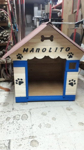 Casa Grande Para Mascota En Madera Decorada Y Marcada