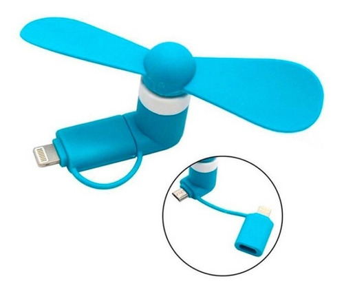 Ventilador Portatil Usb Lightning Azul Mobilehut Iph O Andro