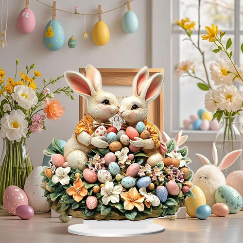 Conejos De Pascua Decoracion, 2d Acrílicos Easter Conejo Y