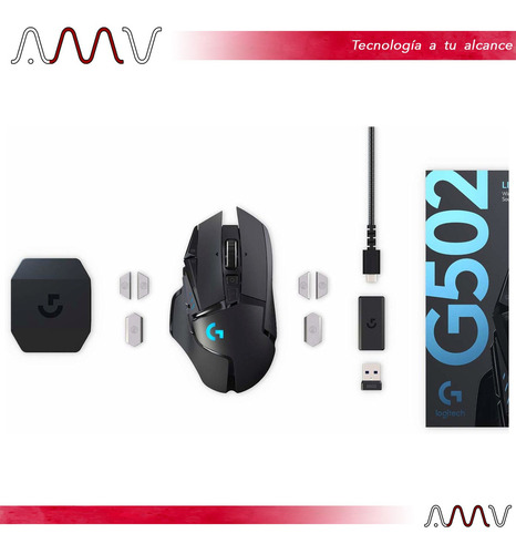 Mouse gamer de juego inalámbrico recargable Logitech G Series Lightspeed G502 negro