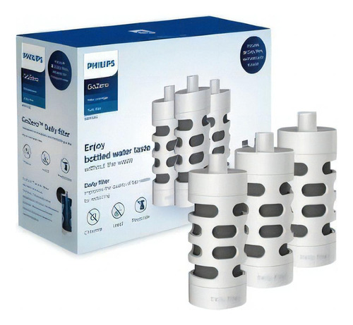 Kit Philips Awp2771, 3 unidades, filtro activo para botellas de agua Awp285, color blanco