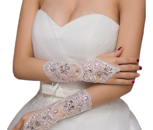 Guantes Encaje Novia Boda Sofisticado Y Elegante De Vestido