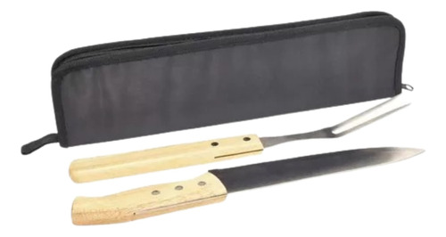 Set Cuchillo Y Tenedor Acero Inoxidable Con Estuche 