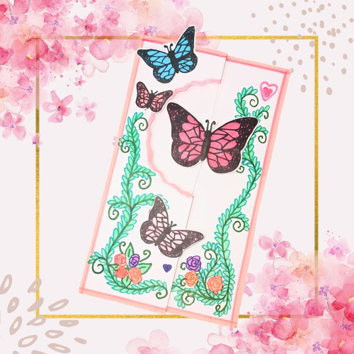 Butterfly Card Hermosas Tarjetas Únicas  Tamaño Media Carta