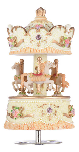 Carousel Box Music Windup Laxury, 3 Caballos, The Castle