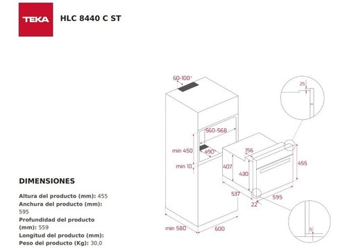 Horno Electric Multifuncion Teka + Microondas Hlc8440lb 220v