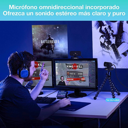 Cámara Web De 1080p Hd Con Micrófono Usb Para Pc O Laptop