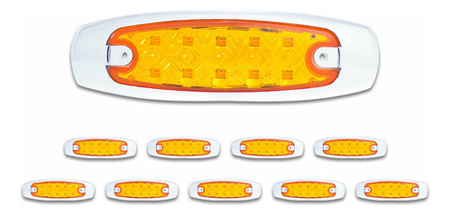 Set De 10 Plafones Laterales 10 Leds Estrobo Ámbar Tunelight