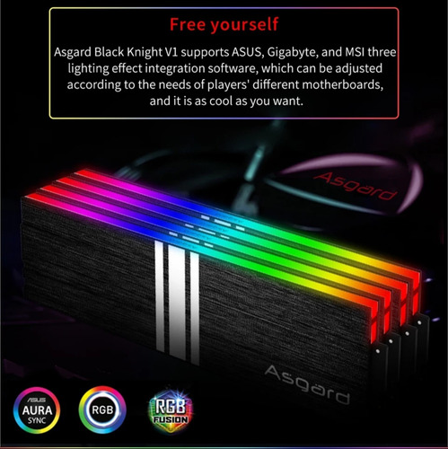 Imagem 6 de 6 de Memória Ram Asgard V1 2x8gb (16gb) 3600mhz Rgb Black Knight