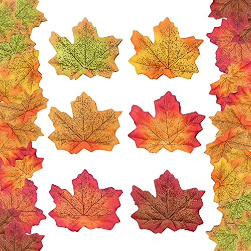 Fake Fall Leaves,300 Pcs Faux Leaves Decoration Artific...