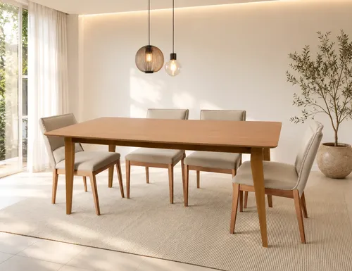 Mesa de jantar retangular 6 lugares Evora 180x90cm Madeira maciça