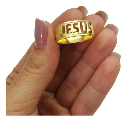 Anel De Jesus Em Ouro 18kl 760 