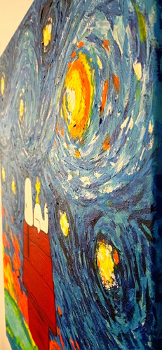 Snoopy Pintado A Mano Noche Estrellada