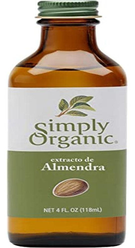 Simply Organic Extracto De Almendras, Organico Certificado,