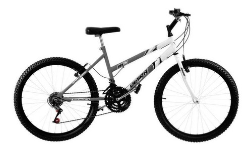 Bicicleta  de passeio Ultra Bikes Bike Aro 24 bicolor 18 marchas freios v-brakes cor cinza-fosco/branco