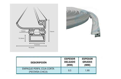 Imagen 2 de 9 de Empaque Puerta Refrgerador/perfil Ceja Corta