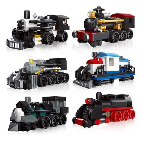 6 In 1 Steam Trains Building Block Set  463 Pcs  Variety O