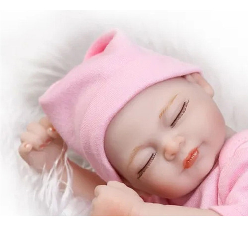 Muñeca De Bebé Reborn De Silicona Con Ropa Rosa .