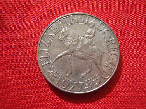 Gran Bretaña 25 Pence 1977 Jubileo De Plata 