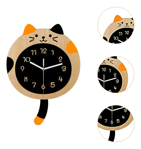Reloj De Pared De Animales Con Cola, Grano De Madera
