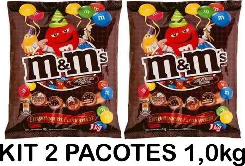 Kit 2 Chocolates M&m Confeitos De Chocolate Ao Leite 1kg