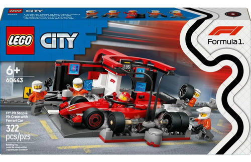 Lego City Parada Pits De F1 Equipo Mecánicos Auto Ferrari 322 Lego City