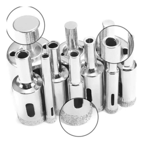 Kit 15 Brocas Diamantadas 6-50mm Vidro Ceramica Marmore