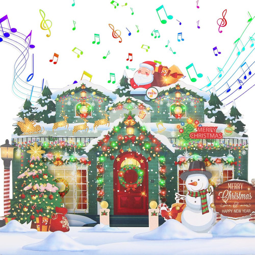 Tarjetas De Felicitación 3d Musicales Con Luces Navideñas Y