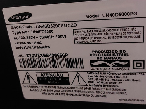Peças Tv Samsung Modelo Un40d5000. (Usado)