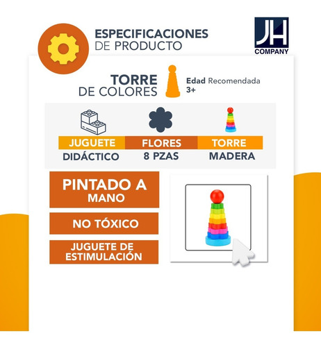 Torre Arcoiris Madera Juguete Didactico Montessori M-096