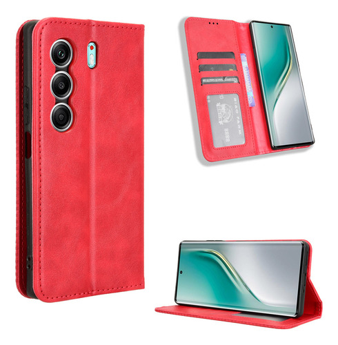 Funda Para Tecno Camon 40 Pro Adsorbible Cuero Vaina+mica