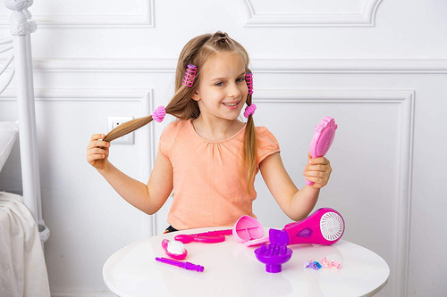 Kit De Juguetes De Belleza Para Niñas Con Secador Y Espejo