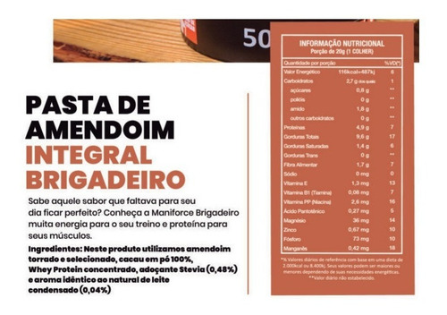 Imagem 3 de 3 de Oferta Pasta De Amendoim Integral Vários Sabores Maniforce