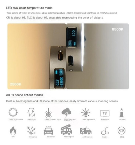 Luz De Relleno Led,cámara A Todo Color Rgb,compacta Portátil