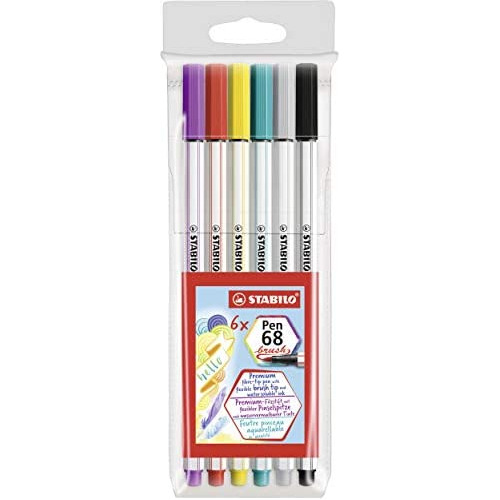 Stabilo Premium Fibretip Pen Pen 68 Brush Cartera De 6 ...