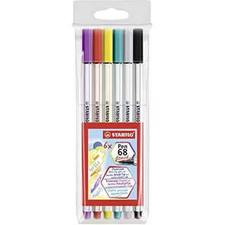 Stabilo Premium Fibretip Pen Pen 68 Brush Cartera De 6 ...