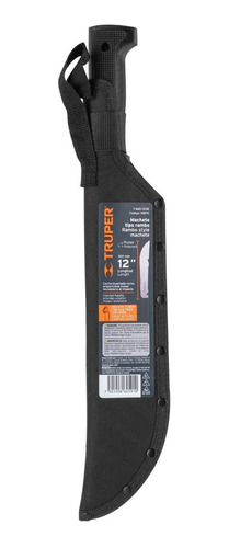 Machete Rambo 12' Cacha Inyectada Negra, Con Funda, Truper