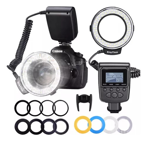 Paquete De Flash Macro Led Ring Con 8 Anillos Adaptadores