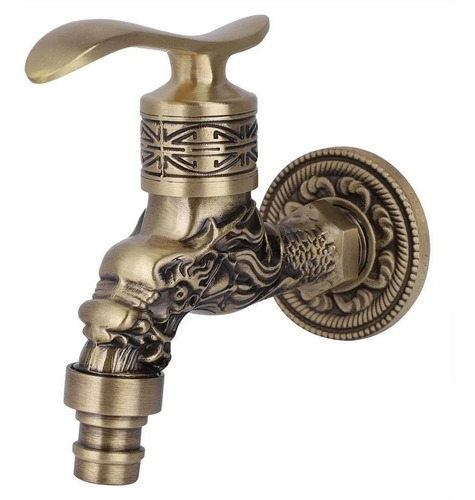 Lavado De Latón Antiguo Grifo De La Pared De Lavandería