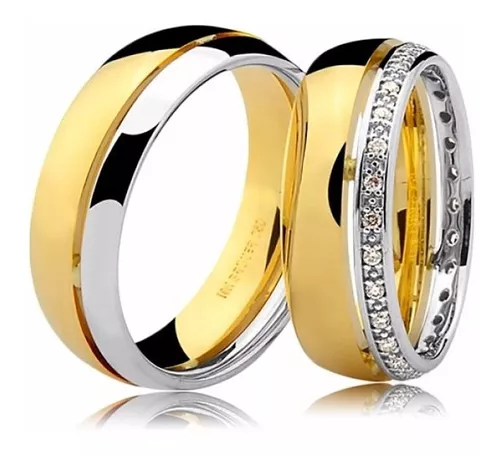 Par Aliança de Casamento em Ouro Amarelo 8mm com 12g - Lourdes Alianças